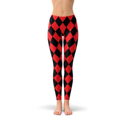 Womens Red and Black Jester Leggings