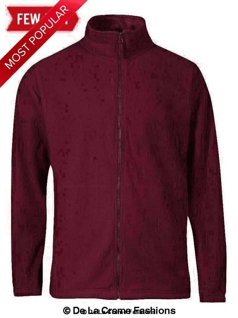 JB's Wear - Mens Burgundy Zip-Through Warm Fleece Jacket