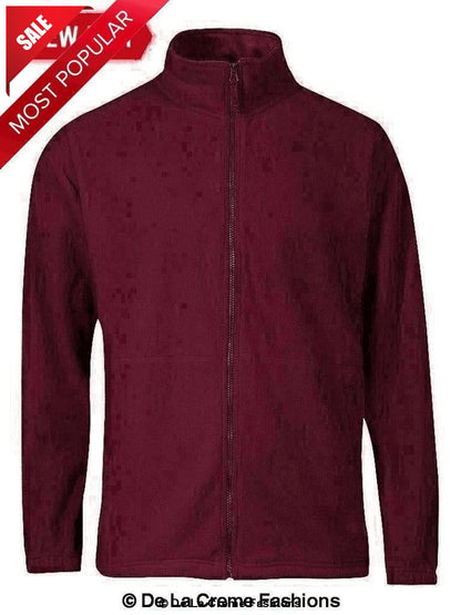 JB's Wear - Mens Burgundy Zip-Through Warm Fleece Jacket