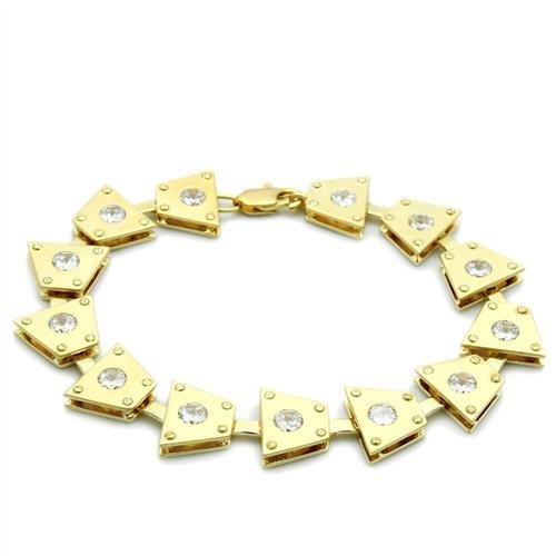 LO2002 - Matte Gold & Gold Brass Bracelet with AAA Grade CZ  in Clear