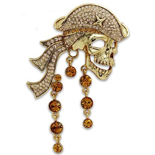 LO2415 - Gold White Metal Brooches with Top Grade Crystal  in Multi