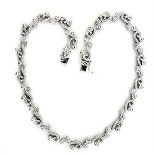 LOA558 - Rhodium 925 Sterling Silver Necklace with AAA Grade CZ  in