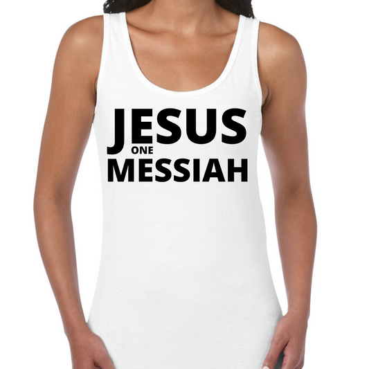 Womens Tank Top Fitness Shirt Jesus One Messiah - Christian