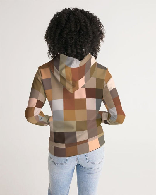 Womens Hoodie, Brown Multicolor Colorblock Pattern