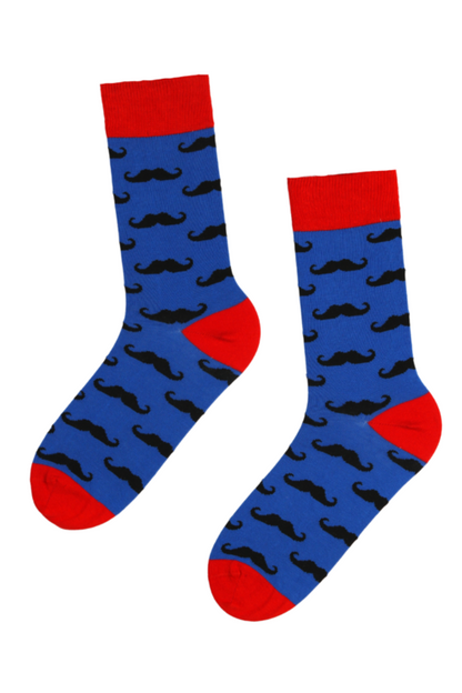 PELLE blue moustache pattern cotton socks for men