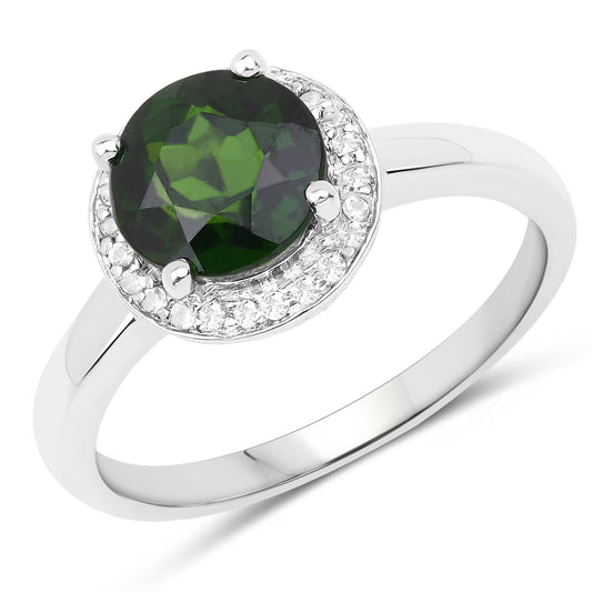 1.92 Carat Genuine Chrome Diopside and White Topaz .925 Sterling