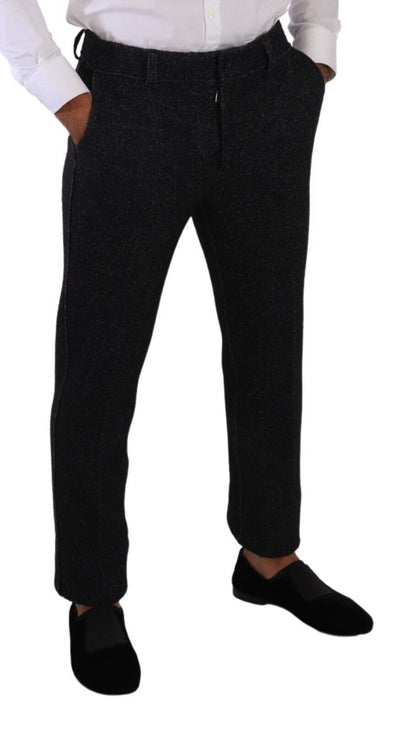 Dolce & Gabbana Black Wool Men Formal Trouser Dress Pants