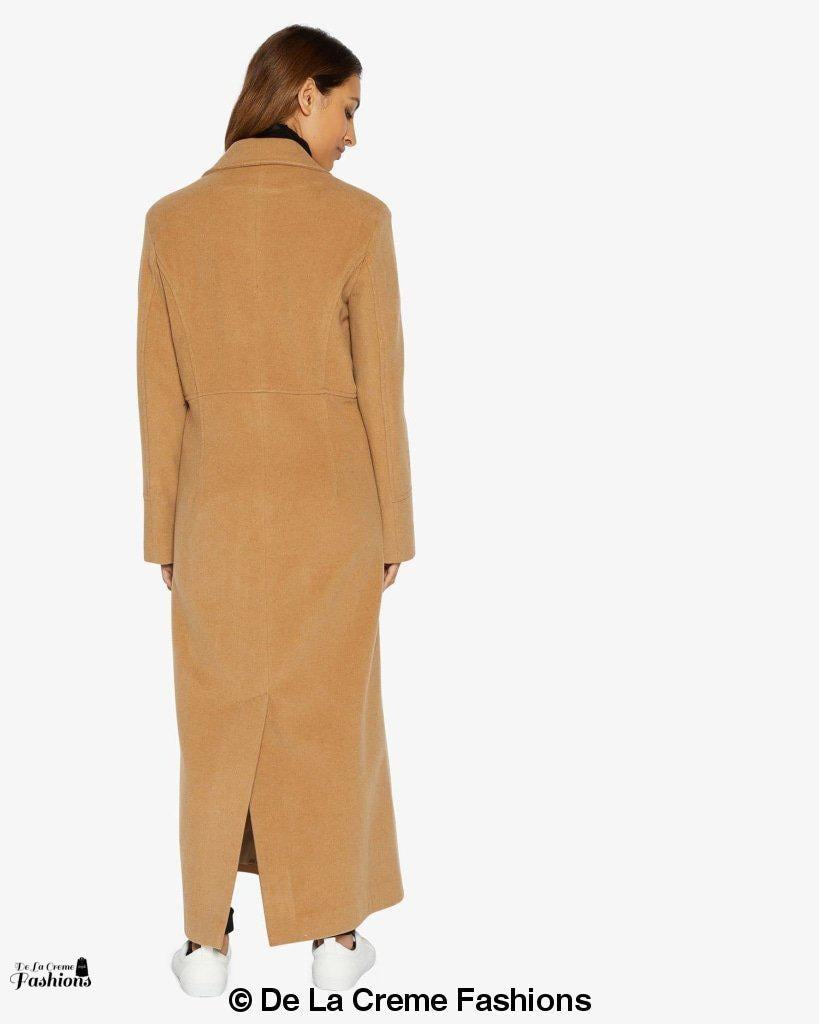 Slim Fit Wool Blend Longline Maxi Coat (1816)