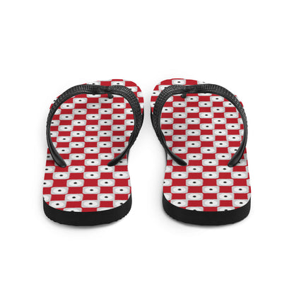 Red Chequered Pattern Flip-Flops