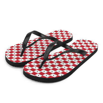 Red Chequered Pattern Flip-Flops