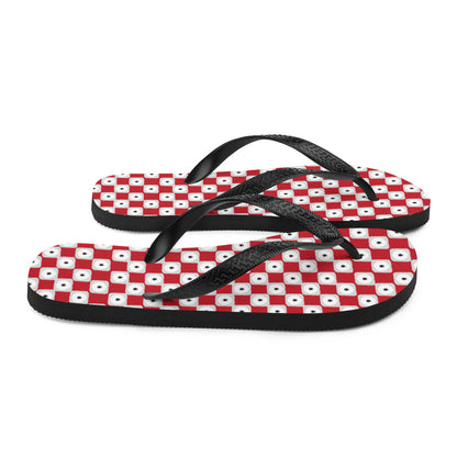 Red Chequered Pattern Flip-Flops