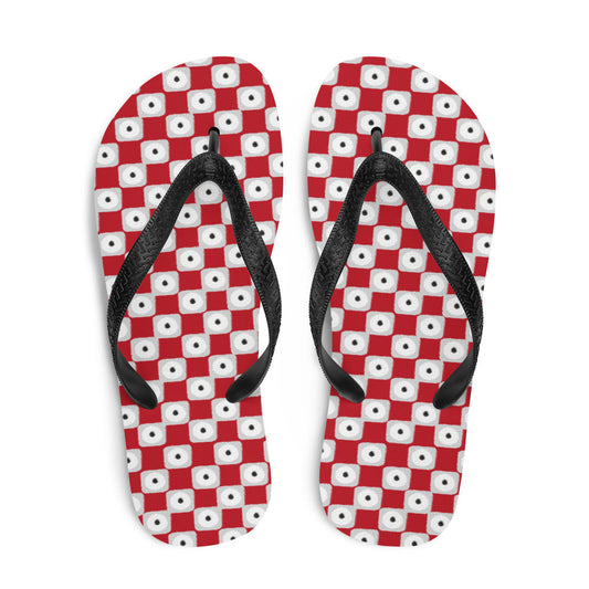 Red Chequered Pattern Flip-Flops