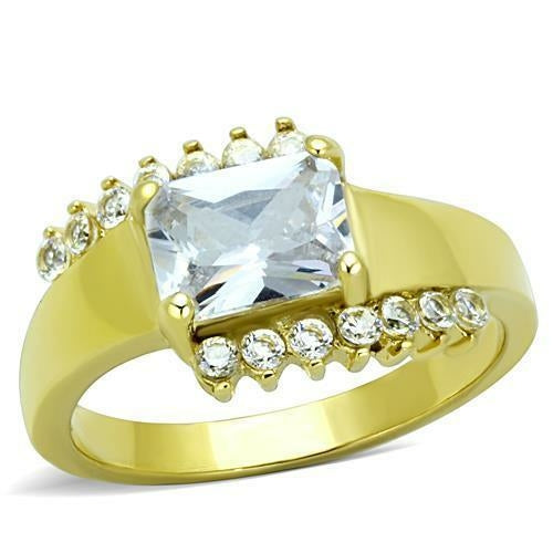 TK1588 - IP Gold(Ion Plating) Stainless Steel Ring with AAA Grade CZ