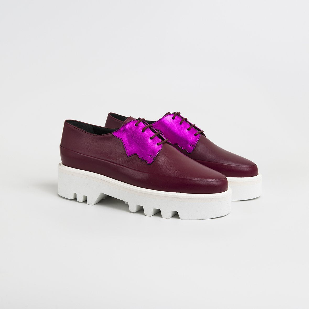 || SAMPLE SALE || FACED - Fuchsia Leather Platform Creepers