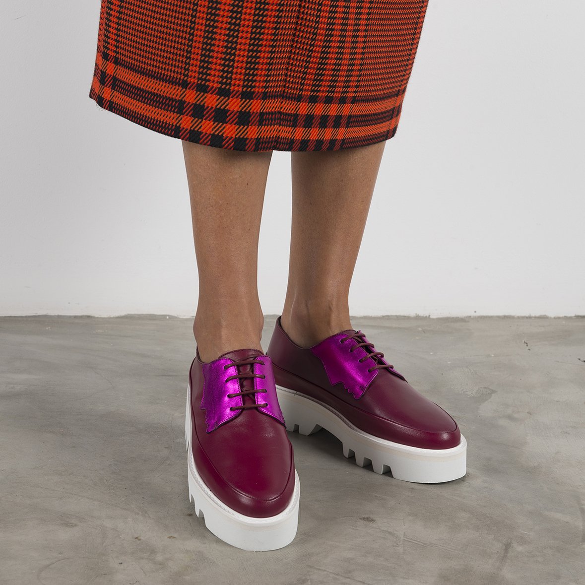 || SAMPLE SALE || FACED - Fuchsia Leather Platform Creepers