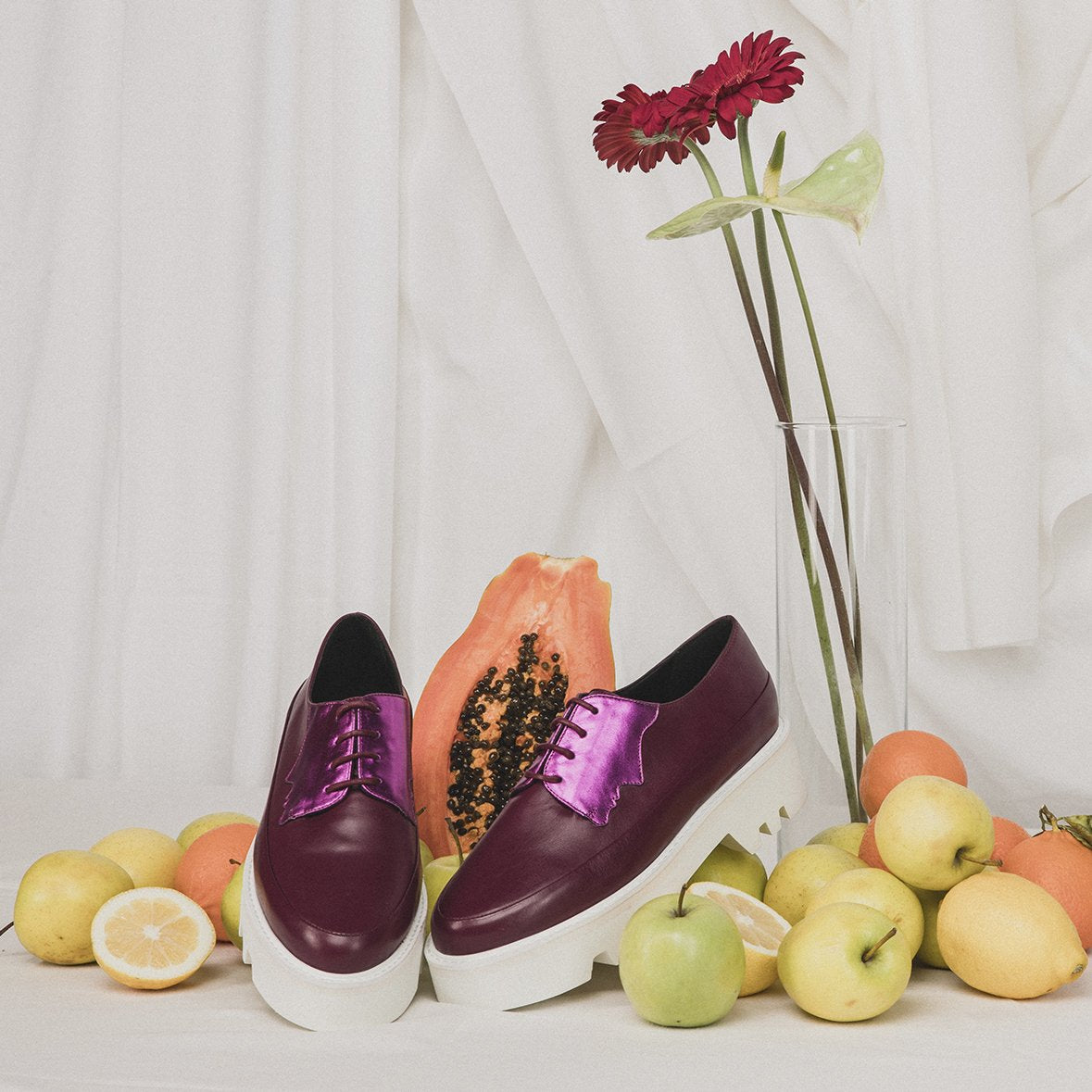 || SAMPLE SALE || FACED - Fuchsia Leather Platform Creepers