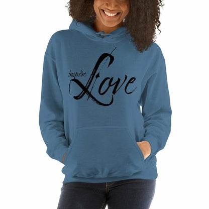 Womens Hoodie - Pullover Sweatshirt - Black Graphic/Inspire Love