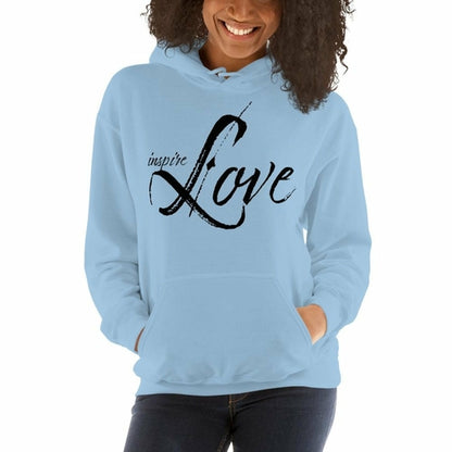 Womens Hoodie - Pullover Sweatshirt - Black Graphic/Inspire Love