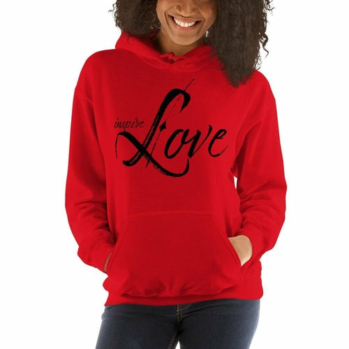 Womens Hoodie - Pullover Sweatshirt - Black Graphic/Inspire Love