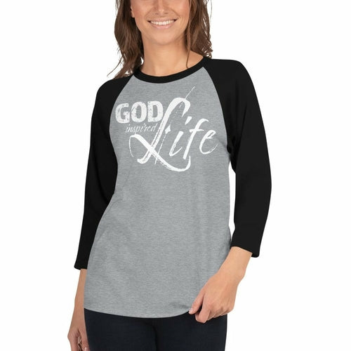 Womens Raglan Tee,  God Inspired Graphic Pullover Baseball Shirt