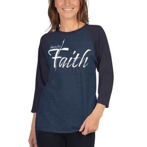 Womens Raglan Tee,  Inspire Faith Graphic Pullover Baseball Shirt