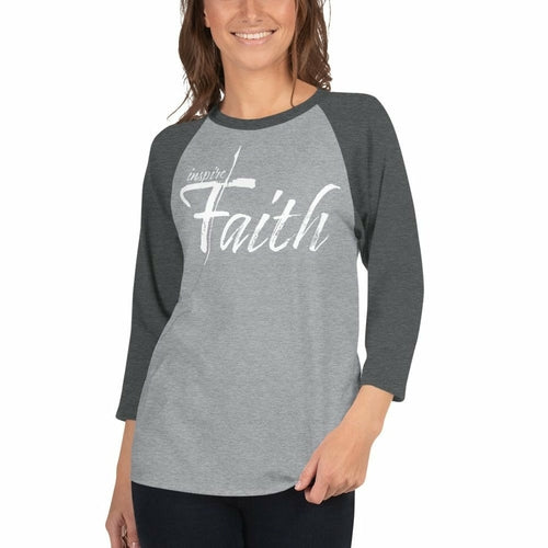 Womens Raglan Tee,  Inspire Faith Graphic Pullover Baseball Shirt