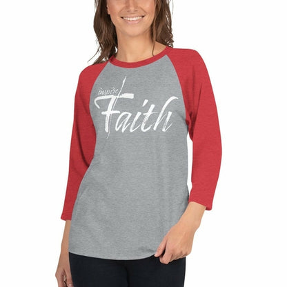 Womens Raglan Tee,  Inspire Faith Graphic Pullover Baseball Shirt