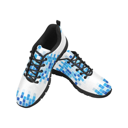 Uniquely You Sneakers for Women, Blue and White Mosaic Print - Running