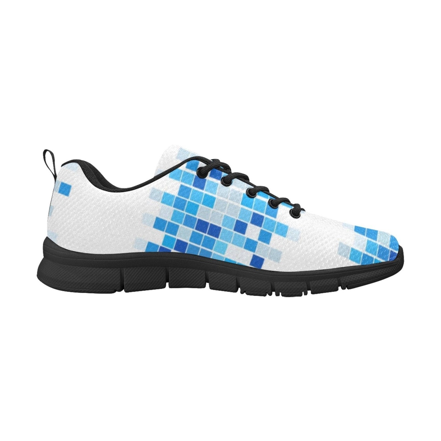 Uniquely You Sneakers for Women, Blue and White Mosaic Print - Running