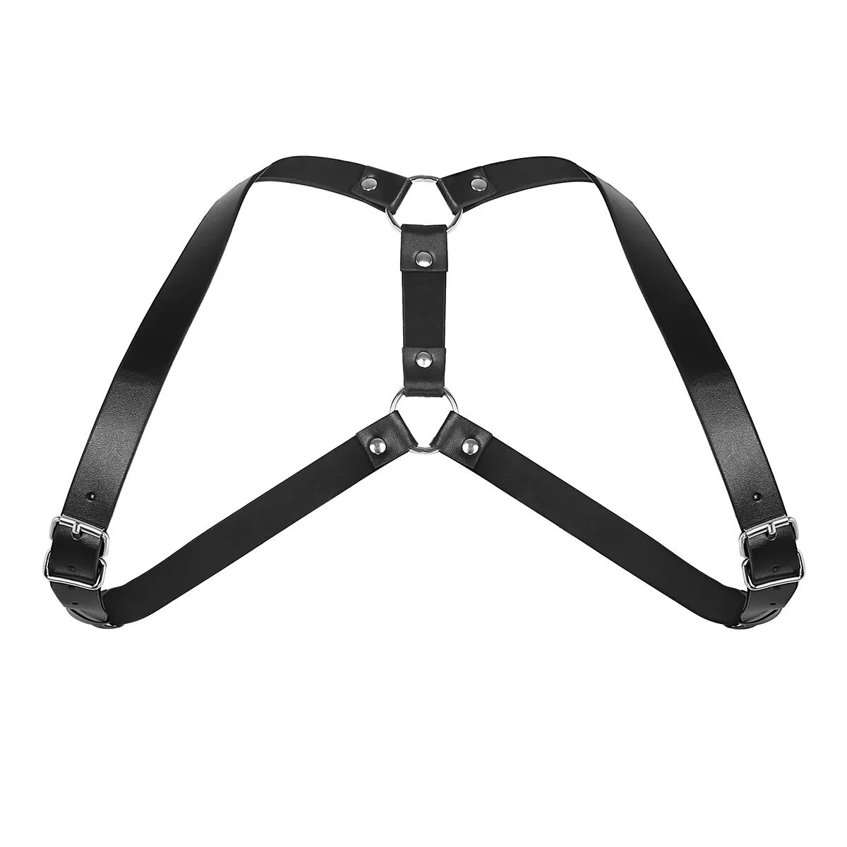 Men Black Adjustable Imitation Leather Double Shoulders Punk Costume Straps Men Harness Adult BDSM Bondage Belt Lingerie