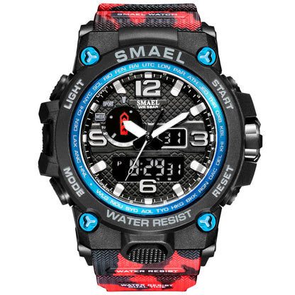 SMAEL Watches For Men 50M Waterproof Clock Alarm reloj hombre 1545D Dual Display Wristwatch Quartz Military Watch Sport New Mens