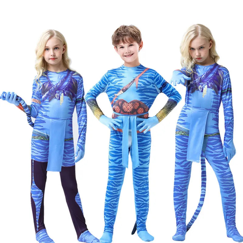 Avatar Costume for Kids Cosplay Alien Children Boy and Girl  Avatar The Way of Water Christmas Halloween and Masquerade Party