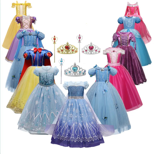 Girls Princess Costume For Kids 4-10 Years Halloween Carnival Party Fancy Dress Up Children Disguise Clothing